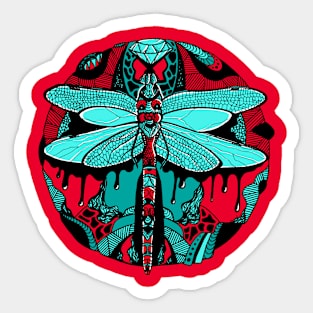 Turqred Circle of the Dragonfly Sticker